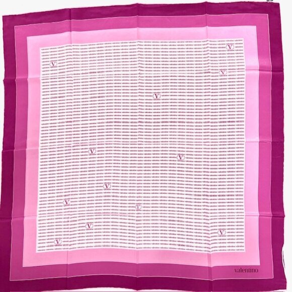 New Unused Valentino Scarf 100% Silk Satin 31" Lavender Pink Logo Printed (59) - Picture 8 of 9